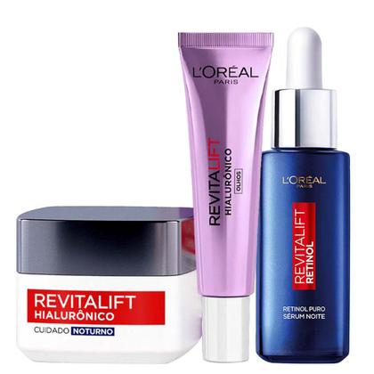 Imagem de LOréal Paris Revitalift Kit  Sérum Antirrugas Noturno Retinol 30ml + Creme Anti-Idade Noturno 49g + Creme Anti-idade para os Olhos 15g