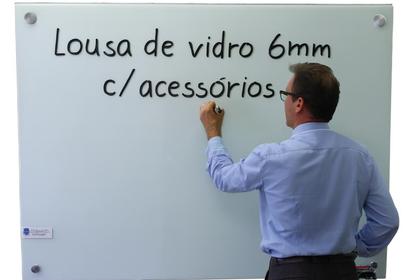 Imagem de Lousa 1,00 x 0,80 quadro vidro 6mm escolar escrita escrever branco com suporte canetão apagador 100x80 cm OU 80X100