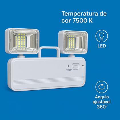 Imagem de Luminária de Emergência Luz Led 7500k Ajustável 360
