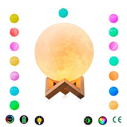 Imagem de Luminária Lua Cheia 3D Umidificador Aromatizador Usb Para Mesa De Cabeceira