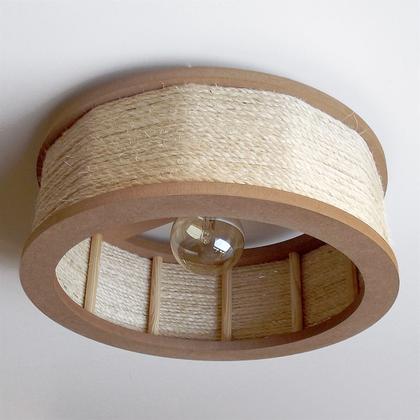 Imagem de Luminária Lustre Pendente Rústico Retro Madeira Sisal 60cm