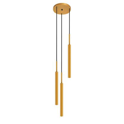 Imagem de Luminária Pendente Teto Tubo Triplo Balcão Cozinha Dourado