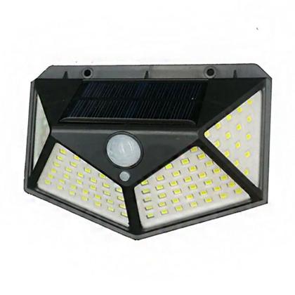 Imagem de Luminaria Solar Arandelas Parede Sensor Movimento 100 Leds 3 Funçoes Kit 4 Und Casa Iluminaçao Externa Luz Segurança Detecta presença