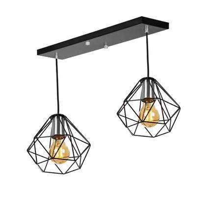 Imagem de Lustre Pendente Aramado Duplo Base Retangular Preto
