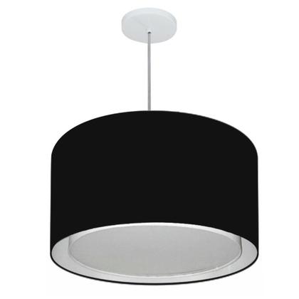 Imagem de Lustre Pendente Cilíndrico Duplo Md-4293 Cúpula em Tecido 45x30cm Preto - Bivolt