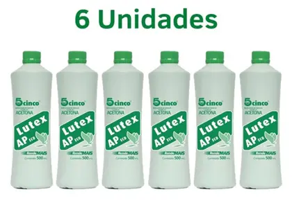 Imagem de LUTEX KIT c/ 06  Acetona 500ml - Removedor de Esmalte a Base de Acetona