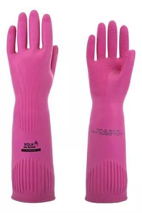 Imagem de Luva Látex Rosa Limpeza Cozinha Serviço Antiderrapante Resistente P