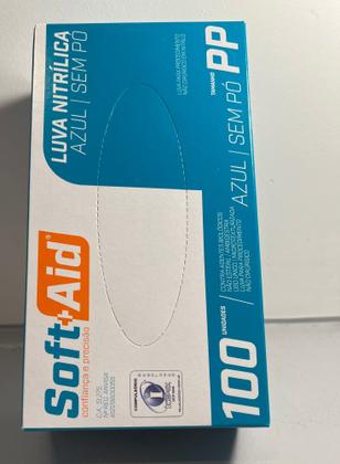 Imagem de Luva nitrilica azul sem po soft+ais pp contra agentes biológicos, não estéril/ microtexturizada,