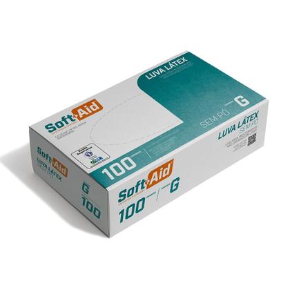 Imagem de Luva nitrilica sem pó tamanho g cor azul soft+aid 100un