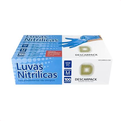Imagem de Luva Procedimento Tamanho M sem Pó Nitrilica Azul Descarpack