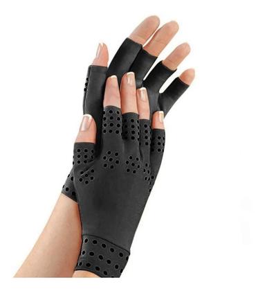 Imagem de Luva Sem Dedos Magnetica Tunel De Carpo Na Mao Preta Artrite - MAGNÉTICA