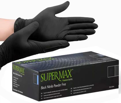Imagem de Luvas Descartáveis Antiderrapantes Preto Tam G Nitrilo 100un