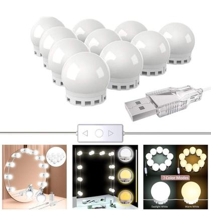 Imagem de Luz Espelho kit 10 Lampadas Camarim iluminação Led 3 Cores intensidade