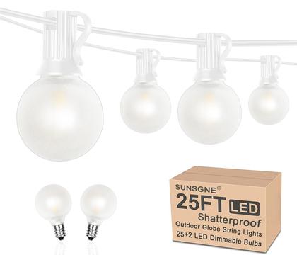 Imagem de Luzes de corda SUNSGNE G40 LED branco fosco 25m 27 lâmpadas
