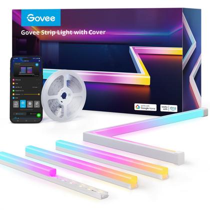 Imagem de Luzes LED Strip Govee RGBIC de 16,4 pés com capas funcionam com Alexa
