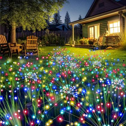 Imagem de Luzes solares de jardim GIGALUMI, pacote com 8, 120 LED multicoloridas