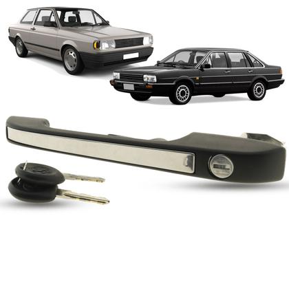 Imagem de Maçaneta Externa da Porta Dianteira Com Chave Nylon Com Friso Cromada Gol Voyage G1 1987 a 1995 Santana Quantum G1