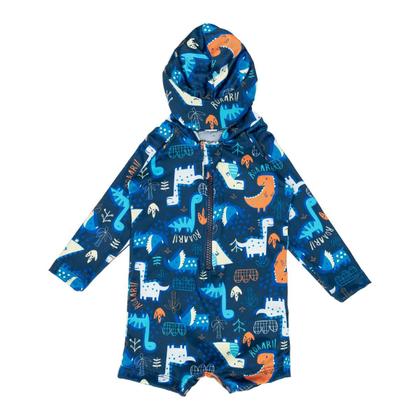 Imagem de Macaquinho Bebê Praia Com Capuz E Zíper Proteção Uv M/longa