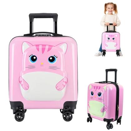 Imagem de Mala de Viagem Infantil Gato ABS Rígida 4 Rodas Giro 360