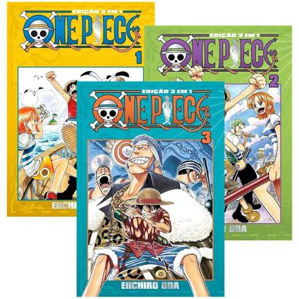 Imagem de Manga One Piece Coleção 3 Em 1, 1778 Páginas, Kit Com 3 Primeiros Volumes L A C R A D O S