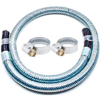 Imagem de Mangueira Metálica Prata 2,00mt + Abraçadeiras Gás Glp E Gn