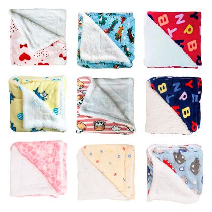 Imagem de Manta Cobertor Bebê Infantil Microfibra c/ Sherpa Antialérgico Menor Preço Mantinha Soft