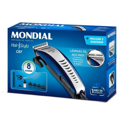 Imagem de Maquina de Cortar Cabelo Mondial Cr-07 Ajustável Kit 8 Acessórios