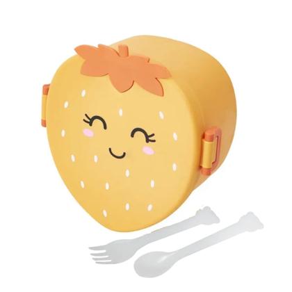 Imagem de Marmita Infantil Lancheira Formato Morango Talheres Praticidade Versatilidade Material Resistente Compacto