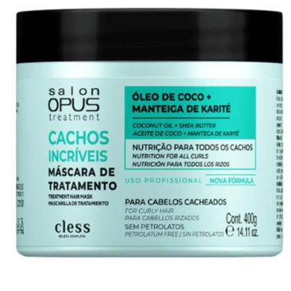 Imagem de Máscara Cachos Incríveis Salon Opus 400ml Cless com Óleo de Coco e Karité para Nutrição e Hidratação