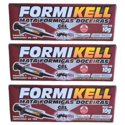 Imagem de Mata Formiga Formikell Gel Seringa Kelldrin 10g Kit c/ 3