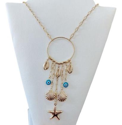 Imagem de Maxi Colar Fundo Do Mar Pingente Concha F. Ouro 18k 70 Cm