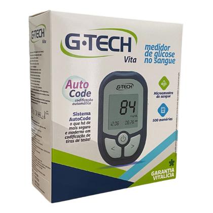 Imagem de medidor de glicose diabetes gtech vita 10 tiras 10 lancetas 2 baterias