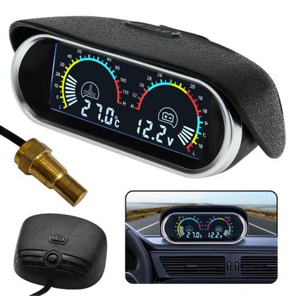 Imagem de Medidor Digital Automotivo 2 em 1 Temperatura da Água e Voltímetro 12V 24V com Display LCD