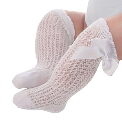 Imagem de Meia Bebê Feminina Centopé Batizado Cano Longo RN Branca - 00018
