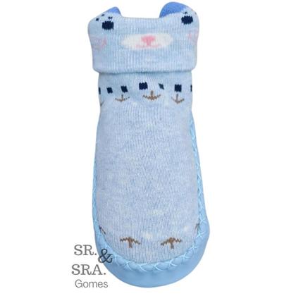 Imagem de Meia sapatinho para bebes e crianças com antiderrapante quentinha vários desenhos infantis para menino prática de