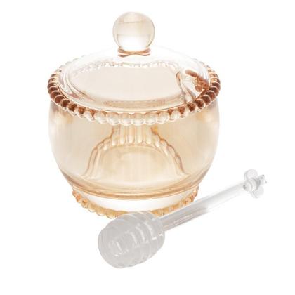 Imagem de Meleira com Colher Wolff Pearl de Cristal Âmbar 10cm x 8cm x 7cm