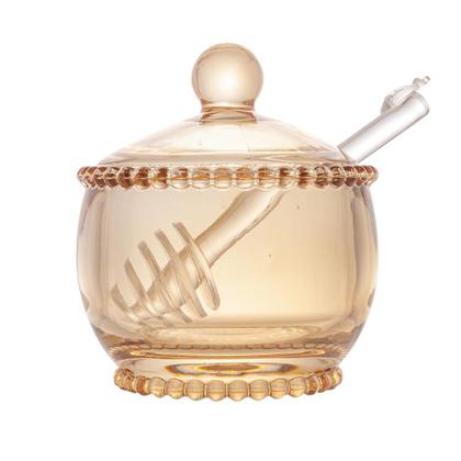 Imagem de Meleira Cristal De Chumbo C/Colher Pearl Ambar 10X8X7Cm