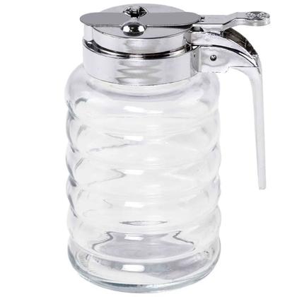Imagem de Meleira de Vidro 280ml com Dosador Pote para Mel Lyor Tampa de Plástico Cromada Transparente