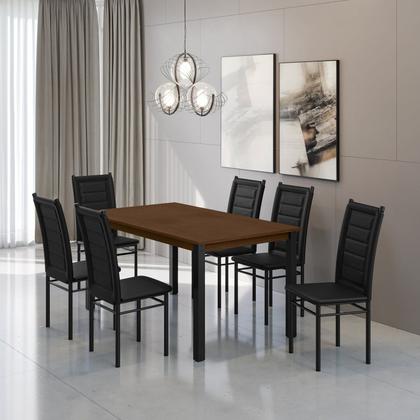 Imagem de Mesa 160x80cm Tampo Mdf com 6 Cadeiras Monaco