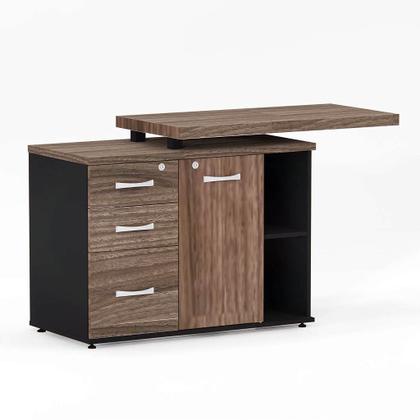 Imagem de Mesa Complemento Com Armário Aparador 03 Gavetas PE 40 Pandin Walnut e Preto