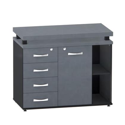 Imagem de Mesa Complemento Com Armário Aparador 04 Gavetas PE 40 Pandin Grafito e Preto