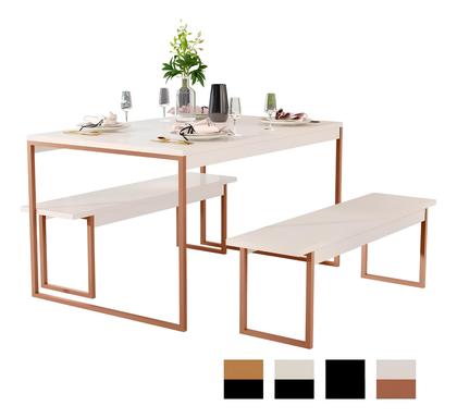 Imagem de Mesa Cozinha 2 Bancos Industrial Retangular 120x80 Pé Metal