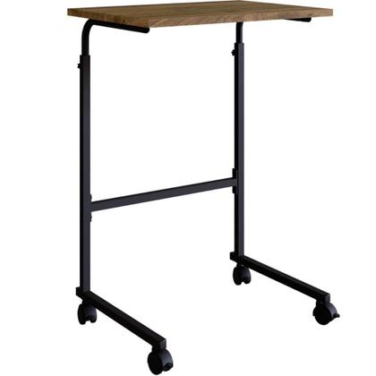 Imagem de Mesa De Apoio Lateral Sofa Ajustável Preto e Noce Oro Industrial Mesinha Auxiliar Placa e Ponto