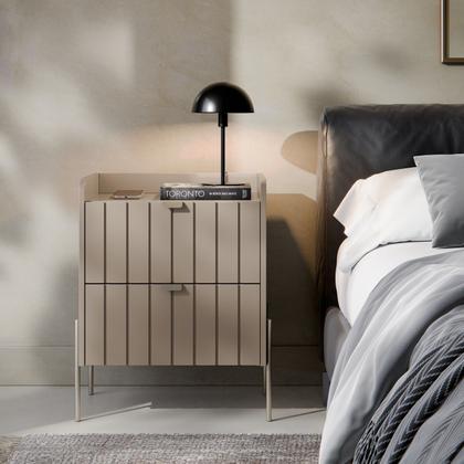 Imagem de mesa de cabeceira 2 gavetas para quarto mdf estilo industrial conect para cama moriah 45cm