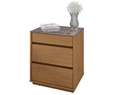 Imagem de Mesa de Cabeceira 3 Gavetas Belize Cedro - Casa D