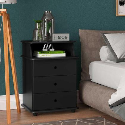 Imagem de Mesa de Cabeceira 3 Gavetas com Nicho Para Quarto