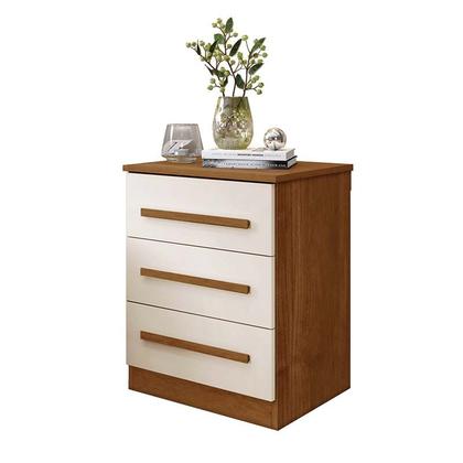 Imagem de Mesa de Cabeceira 3 Gavetas Império Benetil Móveis Cinamomo/Off White