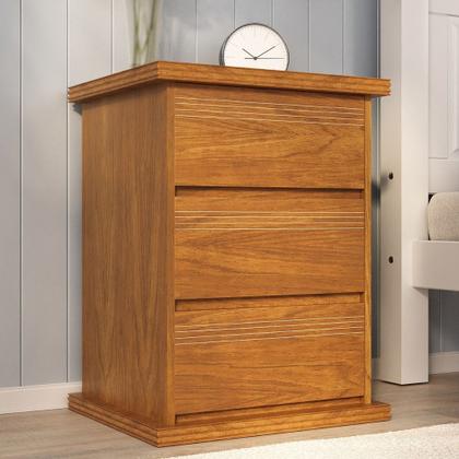 Imagem de Mesa de Cabeceira 3 Gavetas Madeira Maciça Dubai Móveis Nathalia