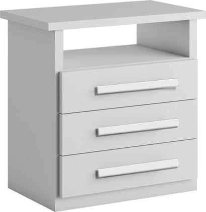 Imagem de Mesa de Cabeceira 3 gavetas telescópicas - Malibu-Branco - Bianchi Móveis