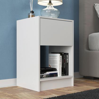 Imagem de Mesa de Cabeceira Branco Retro com Gaveta e Nicho